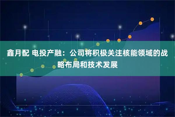 鑫月配 电投产融：公司将积极关注核能领域的战略布局和技术发展